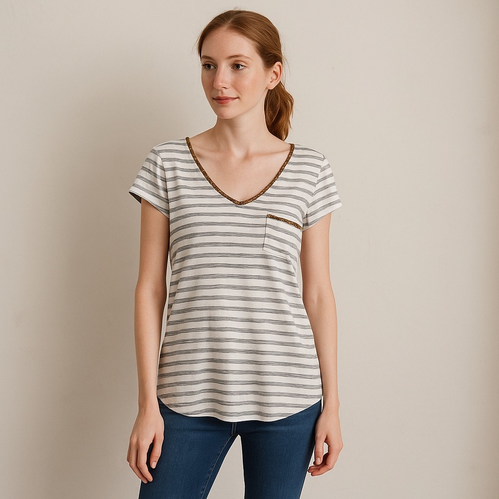 Andrew Charles Blue White Striped Sequined SZ XS